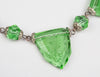 1920s Art Deco Green Reverse-Carved Czech Glass Necklace