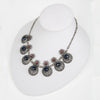 1930s Filigree Necklace with Ruby & Sapphire Glass