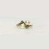 1940s Toi et Moi 14k Gold Cultured Pearls and Diamond Ring