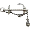 Early Victorian Hilliard & Thomason Hand Engraved Sterling Silver Anchor Brooch dated 1848