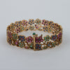 Retro Sapphires, Emeralds, & Diamonds Floral Bracelet in 14K Rose Gold
