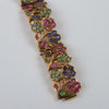 Retro Sapphires, Emeralds, & Diamonds Floral Bracelet in 14K Rose Gold