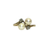 1940s Toi et Moi 14k Gold Cultured Pearls and Diamond Ring