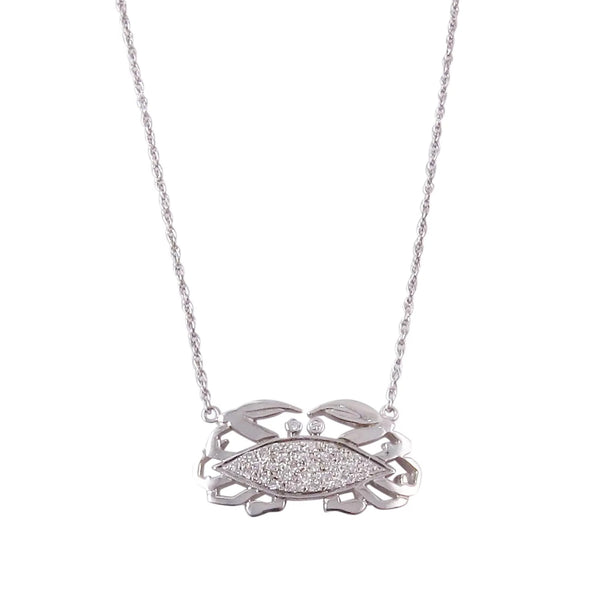 1960s 14k Gold and Diamond Zodiac Crab Necklace