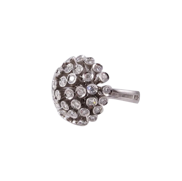 1970s Diamond and 18k White Gold Firework En Tremblant Ring