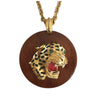 1970s Florenza Wood and Enamel Panther Necklace