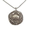 1970s Mid-Century Modern Sterling Silver Zodiac Cancer Crab Pendant Necklace