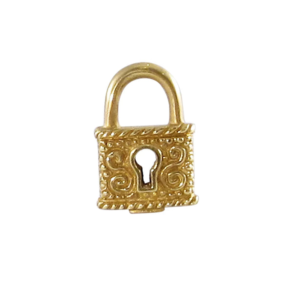 1980s 18k Gold SeidenGang Lock Padlock Charm Pendant