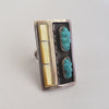 Vintage Zuni Native American Sterling Silver, Turquoise and MOP Ring Signed Florentine Panteah