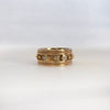 1980s Byzantine Style 14k Gold Wide Cigar Band with .18ct Diamonds