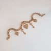 1940s Rose Gold Filled Heart and Key Charm Bracelet