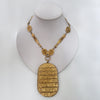 1970s Kenneth Lane Egyptian Revival Hieroglyphic Cartouche Sekhmet Necklace