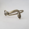 1940s Handwrought White Brass Snake Bracelet with Onyx Eyes