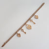 1940s Rose Gold Filled Heart and Key Charm Bracelet