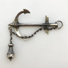 Early Victorian Hilliard & Thomason Hand Engraved Sterling Silver Anchor Brooch dated 1848