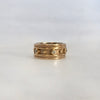 1980s Byzantine Style 14k Gold Wide Cigar Band with .18ct Diamonds