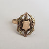 Circa 1860 Gold-Filled Signet Shield Ring with Applied Rose and Green Gold Accents
