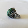 1920s Egyptian Revival Sterling Silver Faience Scarab Ring