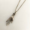 1930s Handwrought Silver Left Hand Charm Necklace