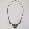 Unusual 1930s Italian Sterling Silver, Enamel, and Marcasite Forget-me-not Necklace