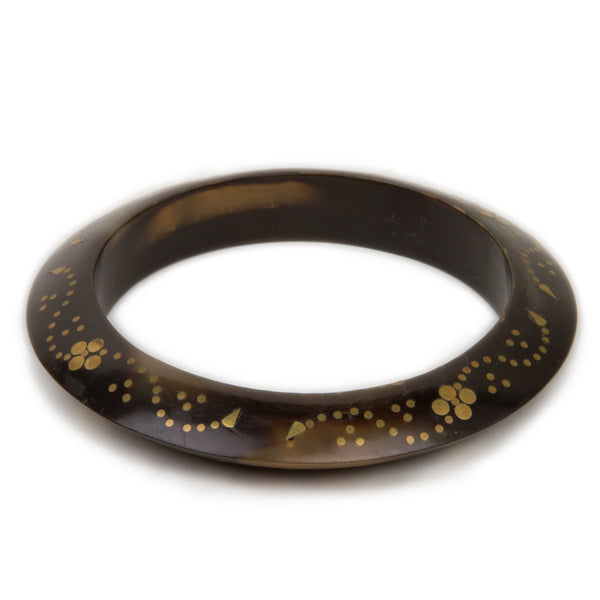 1970s Brass Piqué Horn Bangle