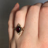 Circa 1890 Ripley-Howland Mfg Co. 10k Gold Rhodolite Garnet and Rose Cut Diamond Navette Ring