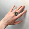 1930s Two Headed Snake Ring in Sterling Silver with Garnet