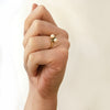 1940s Toi et Moi 14k Gold Cultured Pearls and Diamond Ring