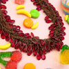 Circa 1940 Brass Multi-Strand Bib Necklace with Bezel Set Teardrop Glass Drops