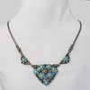Unusual 1930s Italian Sterling Silver, Enamel, and Marcasite Forget-me-not Necklace