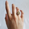 Circa 1860 Gold-Filled Signet Shield Ring with Applied Rose and Green Gold Accents