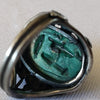 1920s Egyptian Revival Sterling Silver Faience Scarab Ring