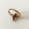 Circa 1890 Ripley-Howland Mfg Co. 10k Gold Rhodolite Garnet and Rose Cut Diamond Navette Ring