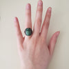 1920s Egyptian Revival Sterling Silver Faience Scarab Ring