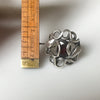 1930s Two Headed Snake Ring in Sterling Silver with Garnet