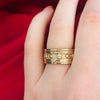 1980s Byzantine Style 14k Gold Wide Cigar Band with .18ct Diamonds