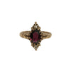 Circa 1890 Ripley-Howland Mfg Co. 10k Gold Rhodolite Garnet and Rose Cut Diamond Navette Ring