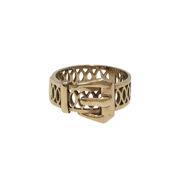 Circa 1900 Late Victorian English 9k Gold Buckle Ring