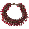 Circa 1940 Brass Multi-Strand Bib Necklace with Bezel Set Teardrop Glass Drops