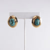 Antique Egyptian Faience Scarab Earrings in Handwrought 14k Gold Settings
