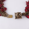 Circa 1940 Brass Multi-Strand Bib Necklace with Bezel Set Teardrop Glass Drops