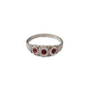 Late Victorian Sterling Silver Baby Ring with Ruby Red Brilliants