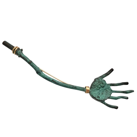 Signed Artisan Brutalist Hand Brooch in Bronze, 14k and 18k Gold