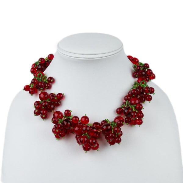 Rare 1950s Miriam Haskell Red Currants Necklace