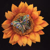 1960s 14K Gold Butterfly Brooch Filigree, Enamel, and Emerald Antennae