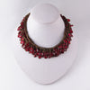 Circa 1940 Brass Multi-Strand Bib Necklace with Bezel Set Teardrop Glass Drops