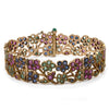 Retro Sapphires, Emeralds, & Diamonds Floral Bracelet in 14K Rose Gold
