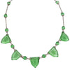 1920s Art Deco Green Reverse-Carved Czech Glass Necklace