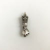 Antique 900 Silver Figa on Figa Charm Pendant with Fleur de Lis Accent