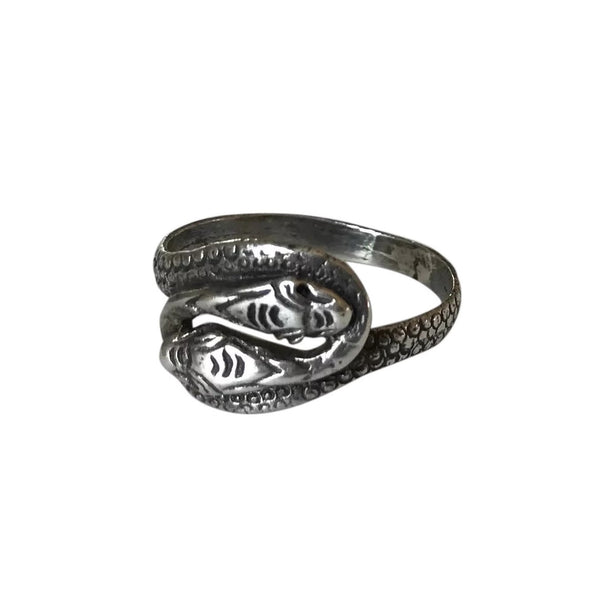 1920s Sterling Silver Two Headed Snake Ring
